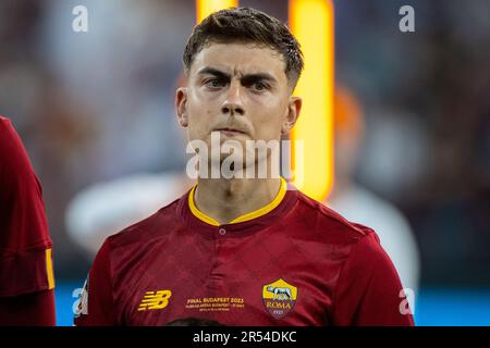 Budapest, Ungarn. 01. Juni 2023. Paulo Dybala von Roma während des Finales der UEFA Europa League 2023 zwischen dem FC Sevilla und AS Roma in der Puskas Arena in Budapest, Ungarn, am 31. Mai 2023 (Foto: Andrew SURMA/Credit: SIPA USA/Alamy Live News Stockfoto