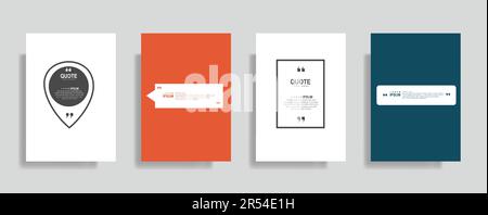 Leere Vorlagen für Zitatrahmen, Text in Klammern, Infografiken-Banner, leere Zitate, Sprechblasen. Modernes Textfeld isoliert auf farbigem Hintergrund Stock Vektor