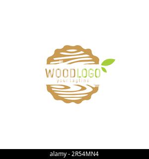 Logo „Wood Nature“ einfaches und klares Design. Holzvektor Stock Vektor