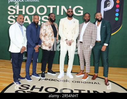 Westwood, USA. 31. Mai 2023. Dru Joyce II, Lil Dru Jyce III, Sian Cotton, LeBron James, Willie McGee, Romeo Travis trifft am Mittwoch, den 31. Mai 2023, beim Shooting Stars Premiere im Regency Village Theater in Westwood, Kalifornien, ein. (Foto: Juan Pablo Rico/Sipa USA) Guthaben: SIPA USA/Alamy Live News Stockfoto