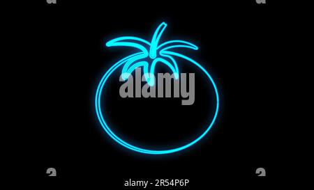 Symbol für Tomaten-Neonlicht. Salatzutat. Landwirtschaftsbetrieb. Veganes Essen. Gesunde Ernährung. Gemüsefarm. Ketchup-Zutat. Stock Vektor