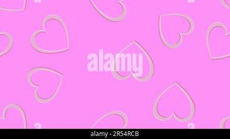 Textur, Nahtloses Muster aus rosa 3D volumetrischen Herzen, aus Papier geschnitten, mit fallendem Schatten zum Valentinstag und Kopierraum auf einem rosafarbenen B Stock Vektor