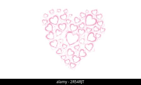 Herz aus wunderschönen abstrakten pinkfarbenen festlichen Herzen aus buntem Papier für den Happy Saint Valentine's Day auf weißem Hintergrund und Kopierbereich. Vektor krank Stock Vektor