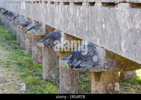 Detail eines Horreos in Lira, Galicien Stockfoto