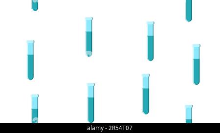 Nahtlose Mustertextur von endlosen, sich wiederholenden langen, medizinischen chemischen Glas wissenschaftlichen Reagenzgläsern von Kolbendosen auf weißem Hintergrund. Vektorillus Stock Vektor
