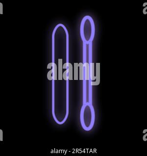 Leuchtendes, violettes Wattestäbchen zum Einstellen des Make-up für einen stilvollen Look. Hygieneartikel zum Reinigen von Ohren und Augenecken. Kosmetikartikel. Stock Vektor