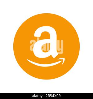 Vinnytsia, Ukraine - 16. Mai 2023. Das soziale Amazon-Logo in flacher Form. Das Symbol für soziale Medien kann für Web, Mobilgeräte und die benutzeroberfläche verwendet werden. Das erste Symbol von Amazon ist Stock Vektor