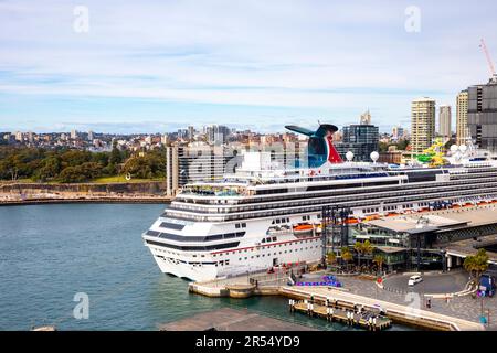 Sydney Hafen Kreuzfahrtschiff Carnival Pracht liegt am Circular Quay, Sydney, NSW, Australien Stockfoto