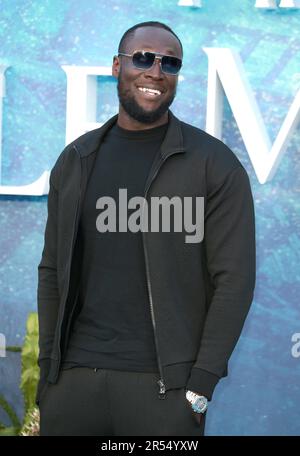 Stormzy besucht die britische Premiere von „die kleine Meerjungfrau“ am Odeon Luxe Leicester Square am 15. Mai 2023 in London, England. Stockfoto