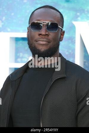 Stormzy besucht die britische Premiere von „die kleine Meerjungfrau“ am Odeon Luxe Leicester Square am 15. Mai 2023 in London, England. Stockfoto