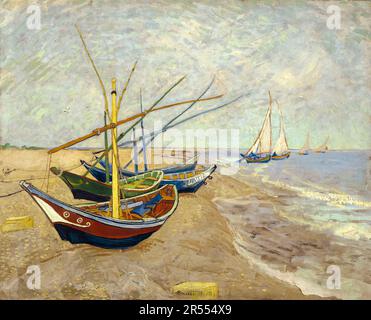 Vincent van Gogh, Angelboote am Strand von Les Saintes-Maries-de-la-Mer, Gemälde 1888 Stockfoto