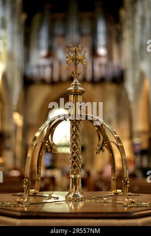 Holy trinity Church, Stratford upon Avon, England Großbritannien, Taufbecken Stockfoto