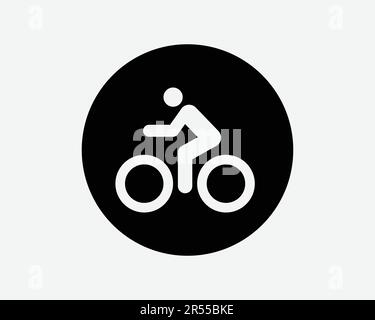 Fahrradweg-Symbol. Fahrrad Fahrradfahrer Pendler Fahrrad Sport Übung Straßenverkehrszeichen Schwarze Kunstwerke Grafik Clipart EPS-Vektor Stock Vektor