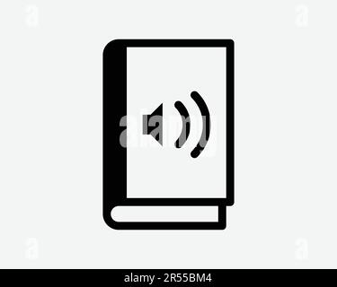 Hörbuchsymbol. Hörbuch Bibliothek Soundmedien Online Lesen Lautsprecherbibliothek Musik-App Zeichen-Symbol Schwarze Grafik Illustration Clipart EPS-Vektor Stock Vektor