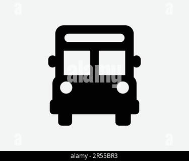 Symbol „Vorderansicht Des Busses“. Öffentliche Verkehrsmittel Schulfahrzeug frontales Zeichen Symbol Schwarze Grafik Illustration Clipart EPS-Vektor Stock Vektor