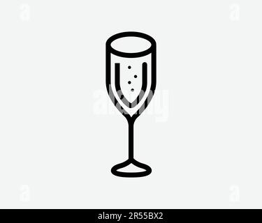Champagner Glas Symbol Alkohol Party Sekt Wein Getränk Wein Glas Toast Feiern Zeichen Symbol Schwarz Kunstwerk Grafik Illustration Clipart EPS Vektor Stock Vektor