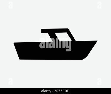 Bootssymbol. Schiff Yacht Kreuzfahrt Schiff Geschwindigkeit Schnellboot Motorboot Naval Seeschildersymbol Schwarze Kunst Grafik Illustration Clipart EPS-Vektor Stock Vektor