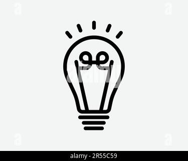 Glühbirnensymbol Elektrische Glühbirne Lampe glänzende Idee Innovation Kreative Lösung Schildsymbol Schwarze Grafik Illustration Clipart EPS-Vektor Stock Vektor