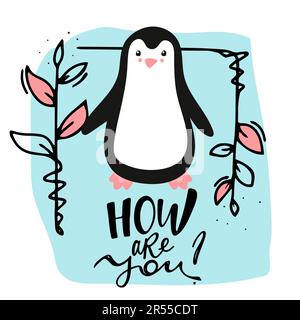 Cartoon-Pinguin-Symbol, Vektor-Illustration, wie du druckst Stock Vektor