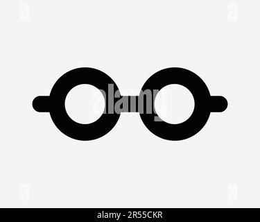 Brillensymbol. Optische Linse Augenblickbrille Augenlicht Glas Vision Runde Spezifikationen Schildsymbol Schwarze Grafik Illustration Clipart EPS-Vektor Stock Vektor