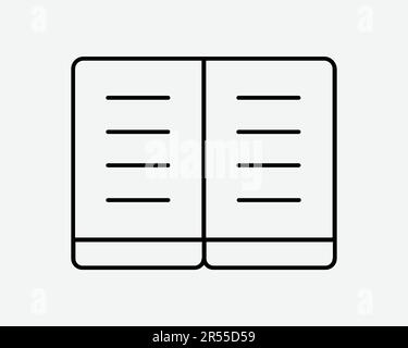 Öffnen Sie Das Symbol „Buch Mit Flacher Linie“. Schulbibliothek Lehrbuch Papier Novel Magazin Zeichensymbol Schwarze Grafik Illustration Clipart EPS-Vektor Stock Vektor