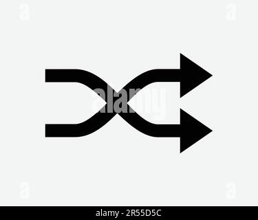 Symbol Für Zufällige Musikwiedergabe. Media Player-Wiedergabeliste Pfeilform für zufällige Mix-Aktion Zeichensymbol setzen Schwarze Grafik Illustration Clipart EPS-Vektor Stock Vektor