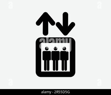 Fahrstuhlsymbol. Aufwärtspfeil nach oben Person nach unten Personen bauen Lobby Informationen Beschilderung Symbol Schwarze Kunstwerke Grafik Clipart EPS-Vektor Stock Vektor