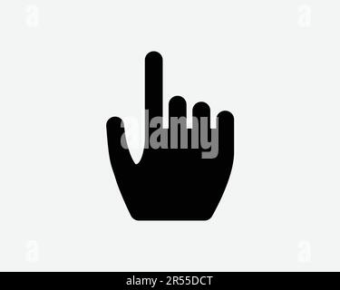 Fingerpunktsymbol. Cursor-Klick-Handzeiger Drücken Sie „Drücken“, tippen Sie hier auf das Symbol für das Symbol für das Zeichen, Schwarze Grafik, Illustration, Clipart EPS-Vektor Stock Vektor