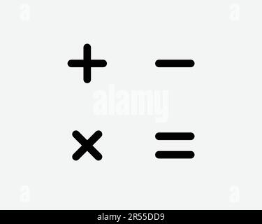 Mathematisches Symbol Plus minus Gleichheitszeichen multiplizieren Addieren Subtraktion Multiplikation Addition Subtraktion Schwarze Grafik Illustration Clipart EPS-Vektor Stock Vektor