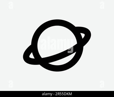 Planetensymbol Sonnensystem Astronomie Universum Saturn Jupiter Uranus Neptune Ring Space Sign Symbol Schwarze Kunstwerke Grafik Illustration Clipart EPS Vektor Stock Vektor