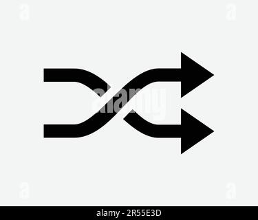 Symbol Für Zufallswiedergabe. Musik-Media-Player Pfeilschaltfläche Kontur Form Wiederholen Mix-Zeichen-Symbol Schwarze Grafik Illustration Clipart EPS-Vektor Stock Vektor