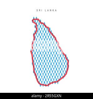 Sri-Lanka-Bevölkerungskarte. Strichfiguren Sri-lankische Landkarte mit auffälliger roter, durchsichtiger Landesgrenze. Muster von Männer- und Frauensymbolen. Isoliertes vecto Stock Vektor