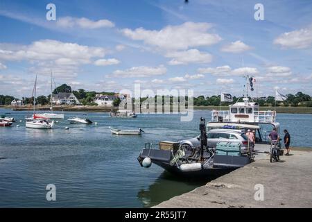 Sene (Bretagne, Nordwestfrankreich): Anlegestelle von Barrarac'h im Golf von Morbihan Stockfoto