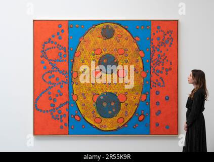 Gagosian, London, Großbritannien. 1. Juni 2023. To Bend the ear of the Outer World: Conversations on Conversations on Conversations on Contemporary Abstract Maler (1. Juni bis 25. August) ist eine umfangreiche Ausstellung neuer und neuerer Werke von mehr als 40 Künstlern aus den USA, Großbritannien und Deutschland. Neben einer Vielzahl von Ansätzen zur zeitgenössischen Abstraktion vereint die Ausstellung Werke von drei Generationen von Künstlern. Bild: Terry Winters, seit 2022 eine Lokomotive. Kredit: Malcolm Park/Alamy Live News Stockfoto