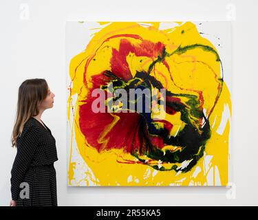 Gagosian, London, Großbritannien. 1. Juni 2023. To Bend the ear of the Outer World: Conversations on Conversations on Conversations on Contemporary Abstract Maler (1. Juni bis 25. August) ist eine umfangreiche Ausstellung neuer und neuerer Werke von mehr als 40 Künstlern aus den USA, Großbritannien und Deutschland. Neben einer Vielzahl von Ansätzen zur zeitgenössischen Abstraktion vereint die Ausstellung Werke von drei Generationen von Künstlern. Motiv: Helen Marden, Nach 2022. Kredit: Malcolm Park/Alamy Live News Stockfoto