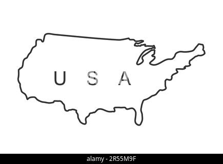 USA-Karte in einem Zug. Umriss der USA in Schwarz auf weißem Hintergrund. USA-Vektorkarte Stock Vektor