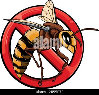 Vektor „Keine Biene“ oder „Wasp“-Zeichen auf weißem Hintergrund Stock Vektor