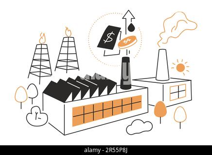 Gasproduktion – Darstellung im modernen Liniendesign Stock Vektor