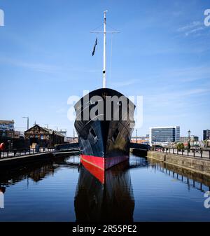 Das Schiff Fingal wurde 1963 erbaut und diente als Fähre für Leuchtturmwärter. Das Hotel wurde 2019 in ein Luxushotel umgewandelt und befindet sich jetzt in Leith Stockfoto