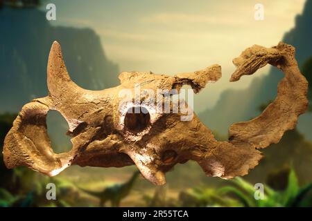 Centrosaurus (spitzer Eidechse) ist eine Gattung pflanzenfressender zeratopsischer Dinosaurier aus der späten Kreidezeit Kanadas. Stockfoto