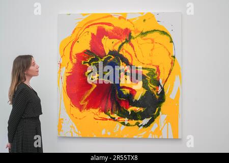 London UK. 1 . Juni 2023 . HELEN MARDEN. Danach 2022. Harz und Pulverfarbe auf Leinen. To Bend the ear of the Outer World eine große Ausstellung zeitgenössischer abstrakter Malerei, die in der Gagosian ar Gallery in London von mehr als 40 Künstlern aus Amerika, Großbritannien und Deutschland vorgestellt wurde. Die Ausstellung in London untersucht die Bedeutung der abstrakten Malerei heute und stellt eine Reihe von Ansätzen zur zeitgenössischen Abstraktion nebeneinander.Kredit: amer Ghazzal/Alamy Live News Stockfoto