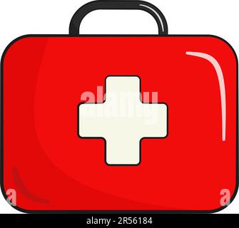 Erste-Hilfe-Kasten. Zeichentrickfilm. Vektordarstellung Stock Vektor
