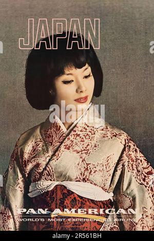 JAPAN – Pan am Japan (Panamerikanisch, 1960er). Reiseposter mit Geisha Stockfoto
