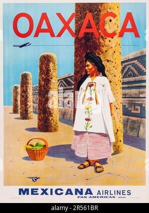 Oaxaca (Mexicana Airlines, Pan American 1960er). Reiseposter Pan Am Stockfoto