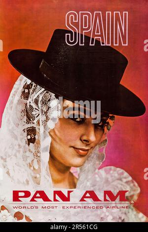 Pan American - Spanien - Pan am Poster (1960er Jahre). Reiseposter Stockfoto