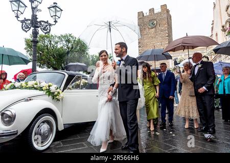 Eine sizilianische Hochzeit in Taormina Sizilien Stockfoto