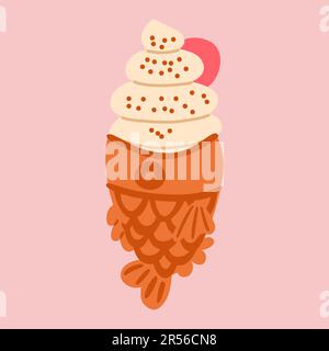 Taiyaki aisukurimu. Vektordarstellung für Taiyaki-Eiscreme. Stock Vektor