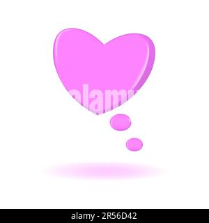 3D Rendern Sie eine hellrosa Herz-Retro-Sprechblase Stock Vektor