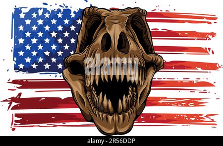 Darstellung eines Tyrannosaurus rex mit amerikanischer Flagge Stock Vektor