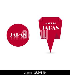 Satz verschiedener Made in Japan-Etiketten, isoliert auf weißem Hintergrund, Vektordarstellung. Stock Vektor